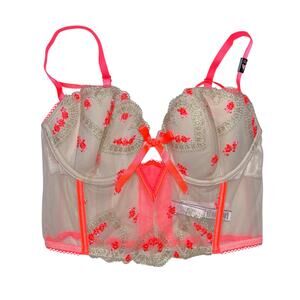 Victoria's Secret Dream Angels Lightly-Lined Heart Embroidery Corset Top 32D